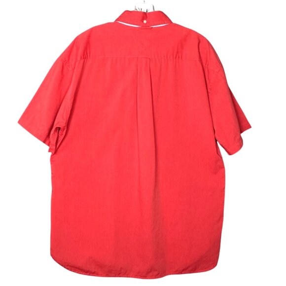 Tommy Hilfiger Men’s Red Short Sleeve Button Up Shirt Size L Cotton Casual Colla - Picture 4 of 10